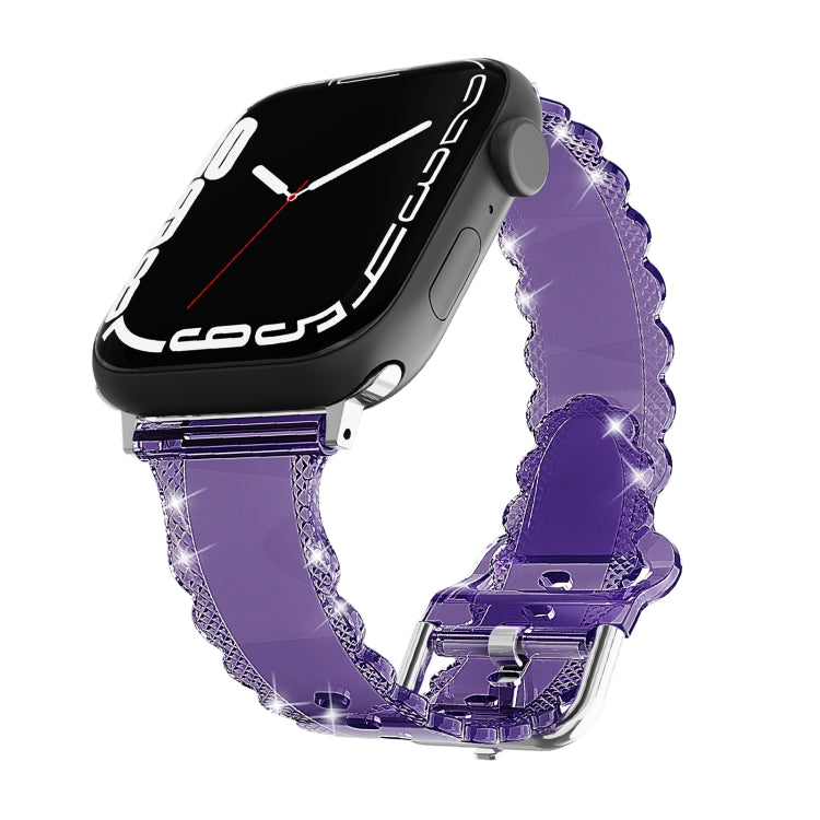 Diamond Texture Lace Clear TPU Watch Band, For Apple Watch Series 10 46mm, For Apple Watch Series 10 42mm, For Apple Watch SE 2023 44mm, For Apple Watch SE 2023 40mm